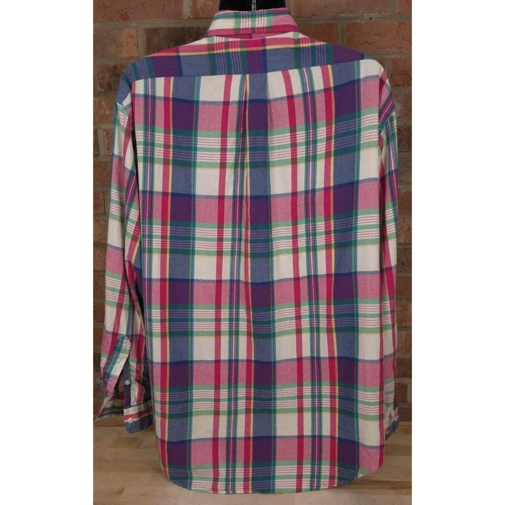 Polo Ralph Lauren Performance Shirt XL Long Sleeve Classic Fit Pink Blue Plaid